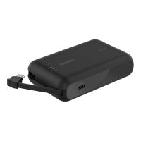 Belkin BoostCharge - Powerbank - mit integriertem Kabel - 10000 mAh - 20 Watt - 3 A - Fast Charge - 2 Ausgabeanschlussstellen (24 pin USB-C)