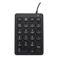 V7 KP350 USB Kabelgebundener Ziffernblock - 22 Tasten - Taschenrechner, Tabulator, Rücktaste - 1,8 m Kabel - USB Typ A - Tastatur, Notebook, Laptop - Schwarz - Chrome OS - Windows - MacOS - Nummer, USB, 22, Laptop / PC, 1,8 m, Schwarz