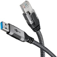 Wentronic Goobay 70498, USB A, RJ-45, 2 m, Schwarz, Silber