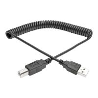 Tripp U022-010-COIL, 3,1 m, USB A, USB B, USB 2.0, Männlich/Männlich, Schwarz