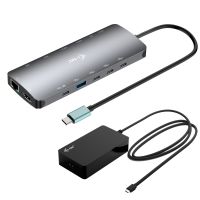 i-tec Metal USB-C Nano 3x Display Dock, 2x HDMI 1x USB-C video with Power Delivery 140W + Universal Charger 140 W, Kabelgebunden, USB 3.2 Gen 1 (3.1 Gen 1) Type-C, 140 W, 3,5 mm, 10,100,1000 Mbit/s, Grau