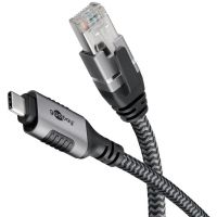 Wentronic Goobay 70752, USB C, RJ-45, 5 m, Schwarz, Silber