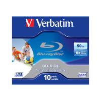 Verbatim 10 x BD-R DL - 50 GB 6x - mit Tintenstrahldrucker bedruckbare Oberfläche - Jewel Case (Schachtel)