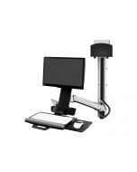 Ergotron Sit-Stand Combo System Mit CPU-Halter klein - Befestigungskit (CPU-Halter, 2 Schienenabdeckungen, 2 Kabelkanäle, Handgelenkkissen, einstellbarer Monitorarm, VESA-Halterung, Wandschiene 34", Montagesystem mit CPU-Halterung und Armen, Tastaturablag