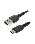 StarTech.com 2m USB-A auf USB-C Ladekabel - Dauerhaftes USB 2.0 auf USB Typ-C Datenübertragungs- und Schnellladekabel - Robuster TPE-Mantel Aramidfaser, M/M, 3A - Schwarz (RUSB2AC2MB)