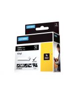 Dymo Rhino Coloured Vinyl - Vinyl - permanenter Klebstoff - Weiß auf Schwarz - Rolle (1 cm x 5,5 m)