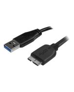 StarTech.com 3m schlankes SuperSpeed USB 3.0 A auf Micro B Kabel - St/St - USB 3.0 Anschlusskabel - Schwarz - USB-Kabel - Micro-USB Typ B (M)