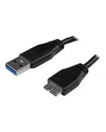 StarTech.com 50cm schlankes SuperSpeed USB 3.0 A auf Micro B Kabel - St/St - USB 3.0 Anschlusskabel - Schwarz - USB-Kabel - Micro-USB Typ B (M)