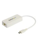 StarTech.com US1GC301AUW USB Netzwerkadapter (Ethernet Adapter mit extra USB Anschluss, USB 3.0, Thunderbolt 3 komp.)