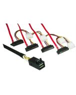 DINIC SAS Kabel SFF-8643 auf SFF-8482 gewinkelt, 0,75m HD mini SAS auf 4x Data/Power, Low Profile