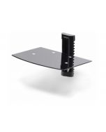 StarTech.com Floating Wall-Mounted AV Shelf, Adjustable Height Shelf For Under TV, Organize A/V Equipment On Black Tempered Glass Shelf