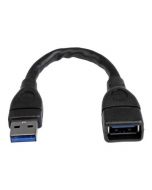 StarTech.com 15cm USB 3.0 Verlängerungskabel - USB 3 Typ A Kabel Verlängerung - Stecker/ Buchse - Schwarz - USB-Verlängerungskabel - USB Typ A (W)