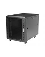 StarTech.com RK1236BKF Serverschrank (12HE, 73,7 cm tief, bis max. 800 Kg belastbar, mit Rollen, Tür mit Fenster und Schloss) - Schrank Netzwerkschrank - Schwarz - 12U - 91.4 cm (36")