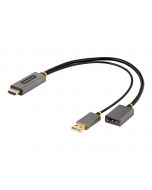 StarTech.com 1ft (30cm) HDMI to DisplayPort Adapter, Active 4K 60Hz HDMI Source to DP Monitor Adapter Cable, USB Bus Powered, HDMI 2.0 to DisplayPort Converter for Laptops/PC - Supports HDR and Ultrawide Displays (128-HDMI-DISPLAYPORT)