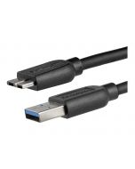 StarTech.com 2m schlankes SuperSpeed USB 3.0 A auf Micro B Kabel - St/St - USB 3.0 Anschlusskabel - Schwarz - USB-Kabel - Micro-USB Typ B (M)