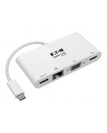 Eaton Tripp Lite Series USB C Docking Station Adapter Converter Thunderbolt 3 Compatible 4K HDMI VGA Gbe USB-A Hub White