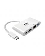 Tripp U444-06N-HGU-C USB-C Multiport Adapter – HDMI, USB 3.x (5 Gbps) Nabenanschluss, Gigabit Ethernet, 60 W PD-Aufladung, HDCP, Weiß, 1920 x 1080 Pixel