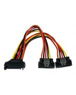 StarTech.com SATA Y-Strom-Adapterkabel mit Verriegelungs Clip 15cm - S-ATA Y Splitter Stromkabel St/Bu - Serial ATA 15pin Y-Adapter - Netz-Splitter - SATA-Stromstecker (M)