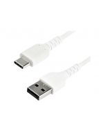 StarTech.com 2m USB-A auf USB-C Ladekabel - Dauerhaftes USB 2.0 auf USB Typ-C Datenübertragungs- und Schnellladekabel - Robuster TPE-Mantel Aramidfaser, M/M, 3A - Weiß (RUSB2AC2MW)