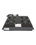 Intellinet 4-Fan Ventilation Unit for 19" Racks, Roof Mount, with Thermostat, Black - Rack-Lüftereinsatz - mit 4 Lüfter, Thermostat - Wechselstrom 220/240 V - Schwarz, RAL 9005 - 48.3 cm (19")