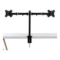 Lindy Dual Display Bracket w/ Pole & Desk Clamp - Befestigungskit - einstellbarer Arm - für 2 Monitore - Stahl - Schwarz - Bildschirmgröße: 43.2-71 cm (17"-28")